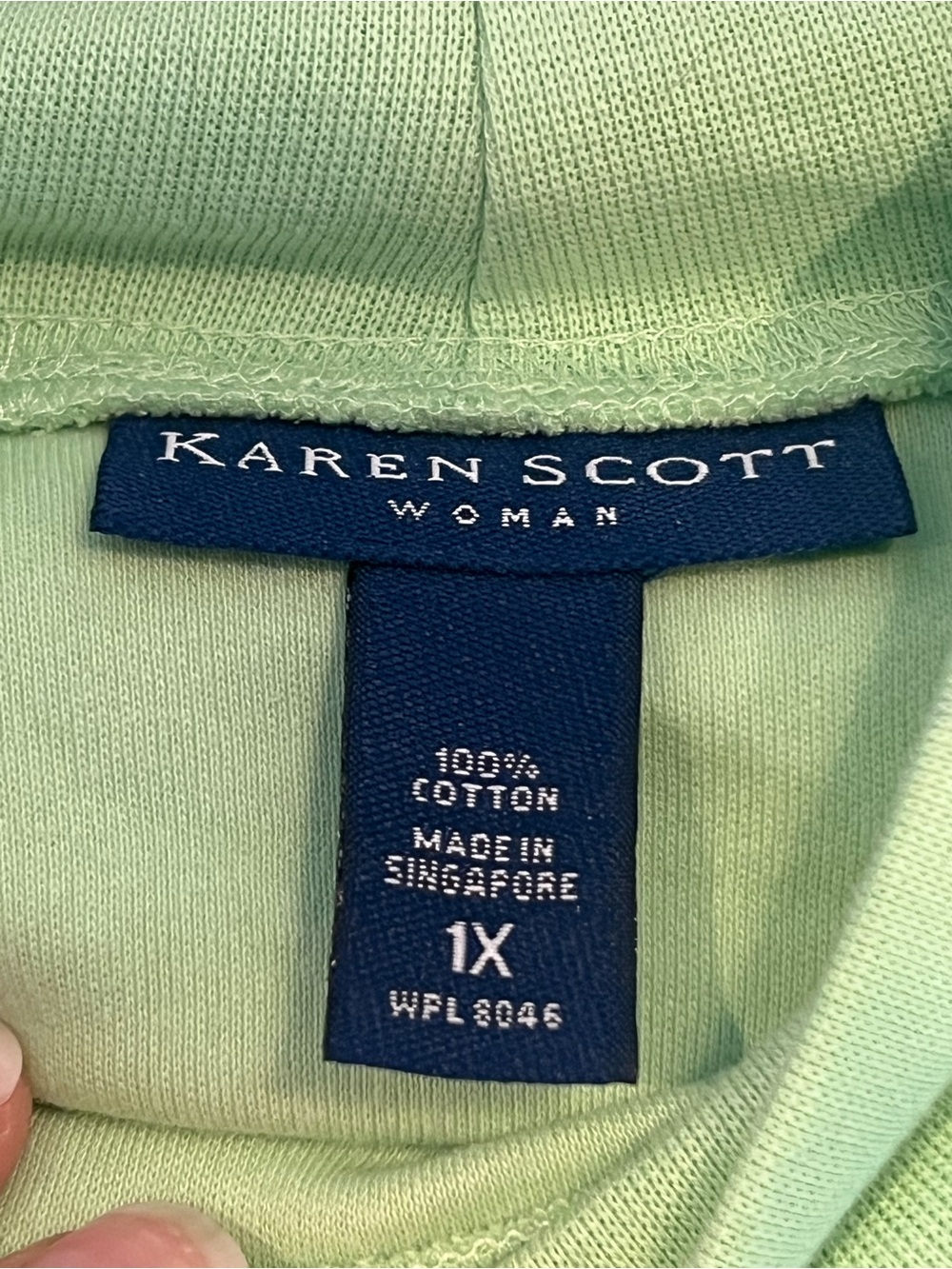 Karen Scott Light Green Long Sleeve Mock Neck Top - Picture 2 of 3